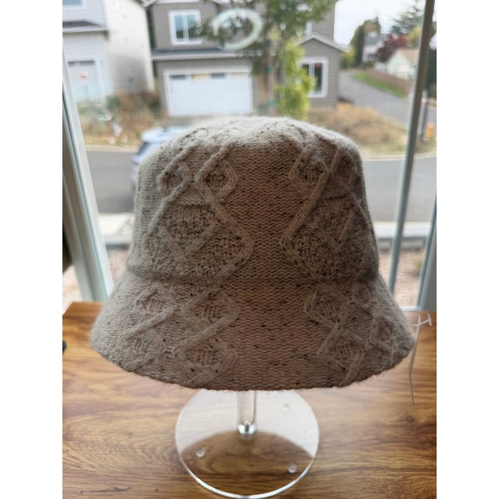San Diego Hat Company Beige Wool Blend Cable Knit Packable Bucket Hat Women's OS